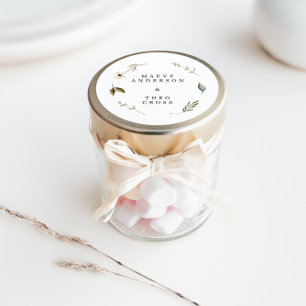  Wilde Blume Blumen elegant minimal Save-the-Date Runder Aufkleber