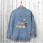 Wilde Blume Blumenblauer Pilz Hochzeit Jeansjacke<br><div class="desc">Wildblumen und Pilze in einem Kreis mit dem Wort Bride</div>