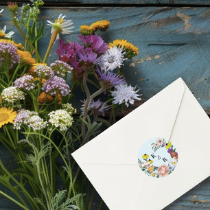 Wilde Blume Blumenblauer Pilz Hochzeit Runder Aufkleber