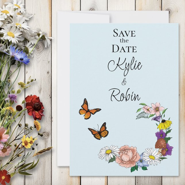 Wilde Blume Blumenblauer Pilz Hochzeit Save The Date (Von Creator hochgeladen)