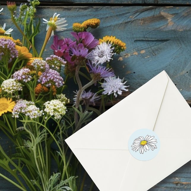 Wilde Blume Blumenblauer Pilz Runder Aufkleber (Von Creator hochgeladen)