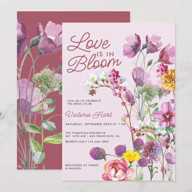 Wilde Blume | Boho Brautparty Einladung (Vorne/Hinten)