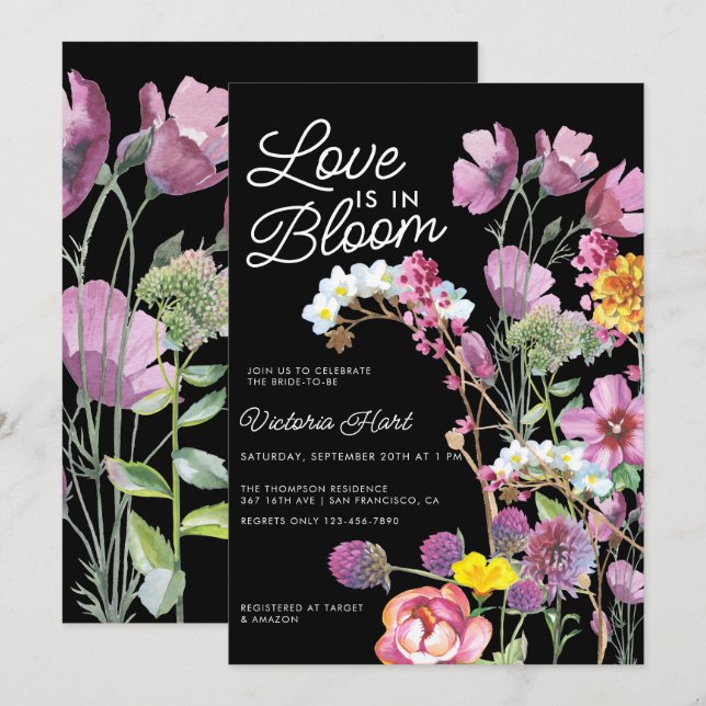 Wilde Blume | Boho Bridal Duwer Einladung (Vorne/Hinten)