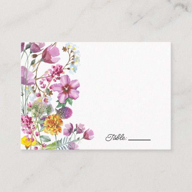 Wilde Blume | Boho Floral Platzkarten (Vorderseite)