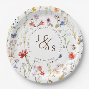 Wilde Blume Boho Stil Verlobung Pappteller