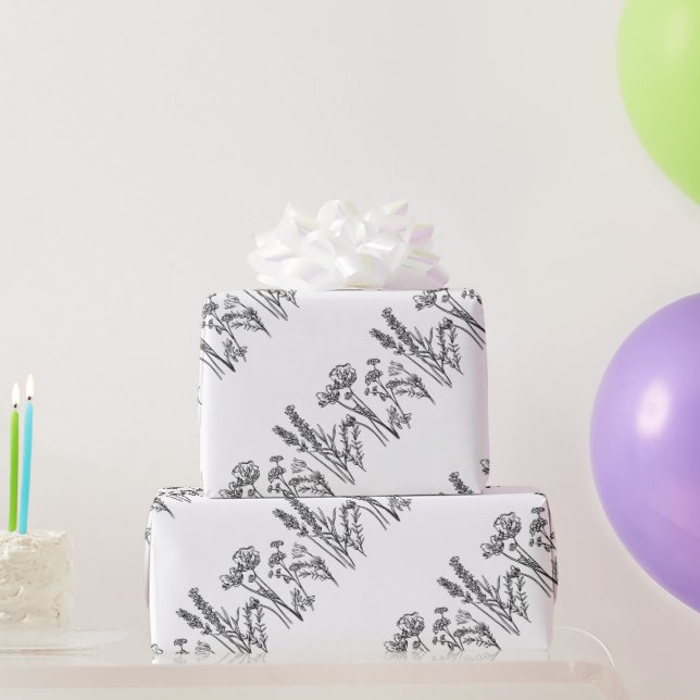 Wilde Blume Botanischer Klassiker Einfach Wasserfa Geschenkpapier (Partygeschenke)