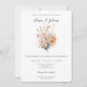 Wilde Blume Bouquet Spanische Hochzeit Einladung