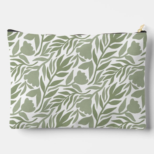 Wilde Blume Casade White & Moss Green Zubehörtasche (Rückseite)