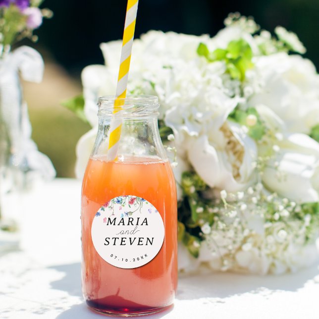 Wilde Blume Chic Vintage Hochzeit Runder Aufkleber (Von Creator hochgeladen)