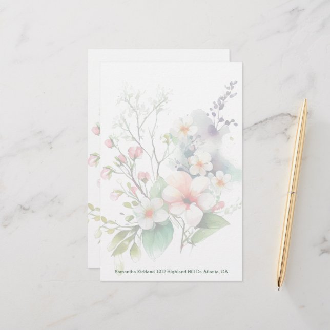 Wilde Blume Custom Stationery Briefpapier (Vorderseite/Rückseite Beispiel)