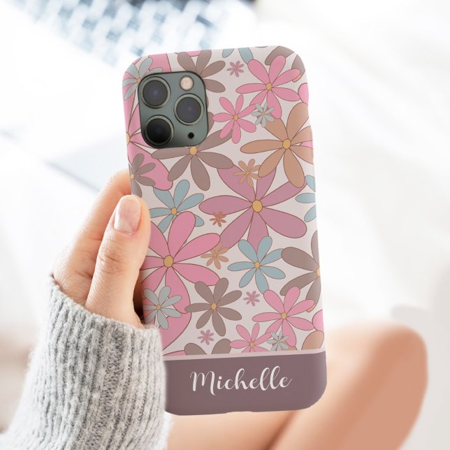 Wilde Blume Daisy Personalisiert mit Name Floral Case-Mate iPhone Hülle (Von Creator hochgeladen)