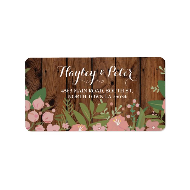 Wilde Blume Elegant Wood Address Labels Stickers Adressaufkleber (Vorne)