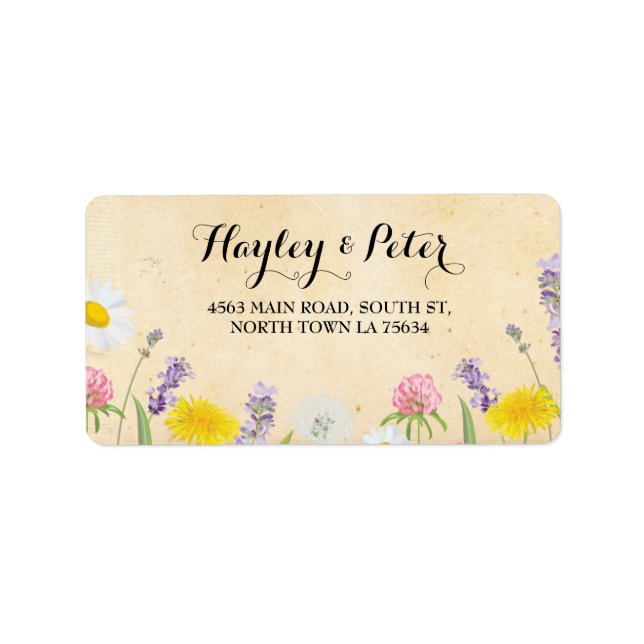 Wilde Blume Elegante Floral Address Label Stickers Adressaufkleber (Vorne)