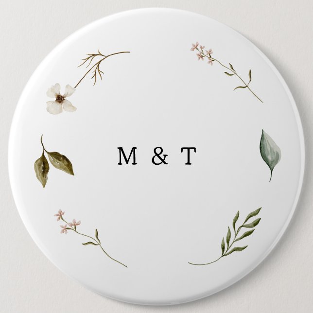 Wilde Blume elegante und blumengeschmückte Dekorat Button (Vorderseite)