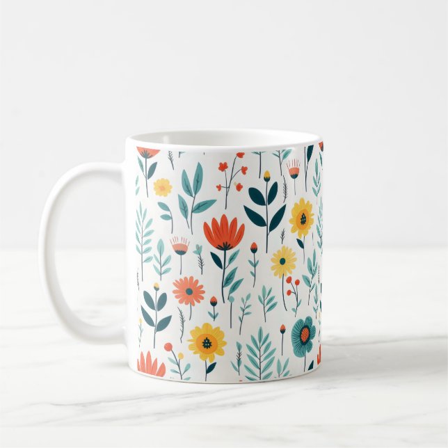 Wilde Blume Farbiges Muster Kaffeetasse (Links)