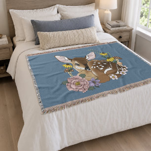 Wilde Blume Fawn Blue Decke
