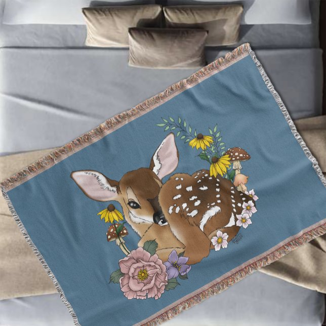 Wilde Blume Fawn Blue Decke (Von Creator hochgeladen)