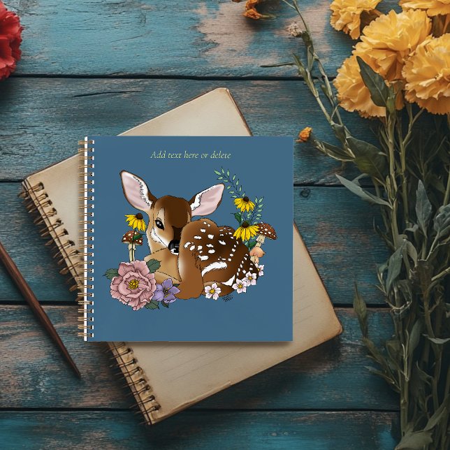 Wilde Blume Fawn Blue Notizbuch (Von Creator hochgeladen)