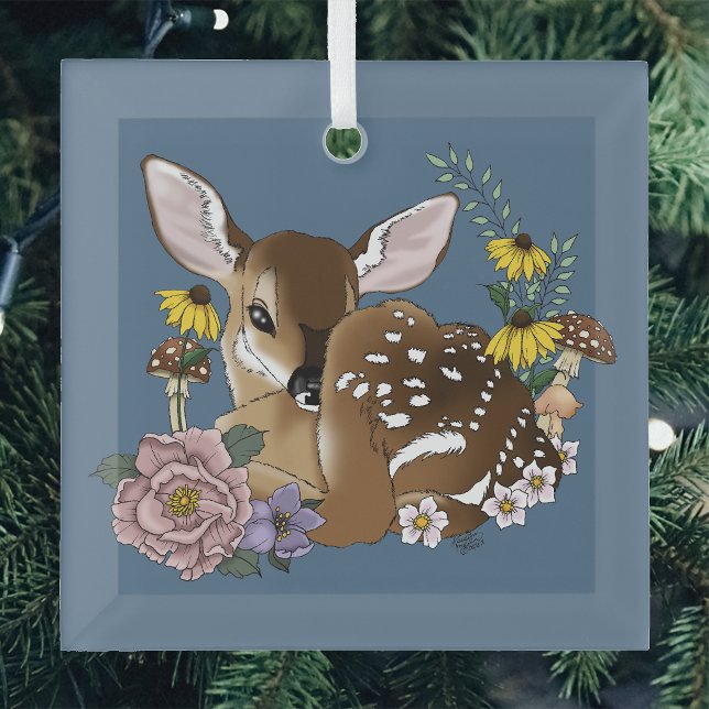Wilde Blume Fawn Blue Ornament Aus Glas (Von Creator hochgeladen)