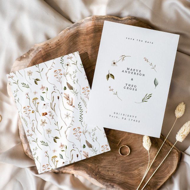 Wilde Blume floral elegant Save the Date minimal Einladung (Von Creator hochgeladen)