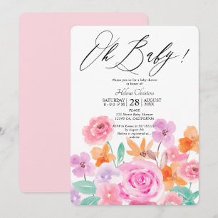 Wilde Blume Frühlingswasserfarbe Babydusche Einladung