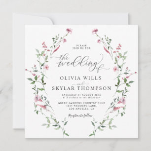 Wilde Blume Garten Blush Dusty Rose Boho Wedding Einladung