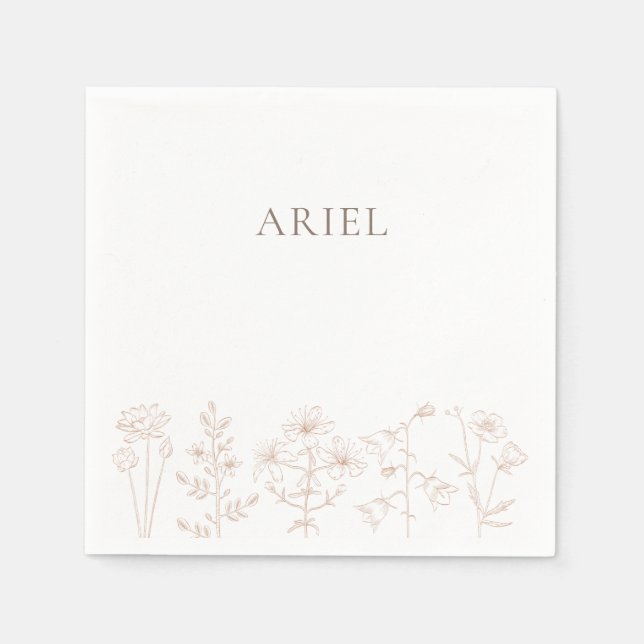 Wilde Blume Geburtstagsparty elegante Papierservie Serviette (Vorderseite)