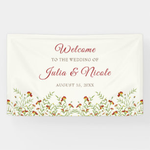 Wilde Blume Gelbe Marigold Foliage Hochzeit Banner