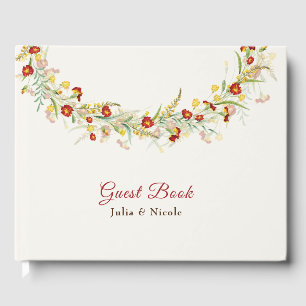 Wilde Blume Gelbe Marigold Foliage Hochzeit Gästebuch