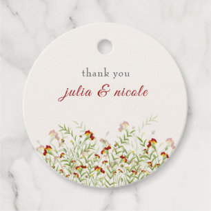 Wilde Blume Gelbe Marigold Foliage Hochzeit Geschenkanhänger