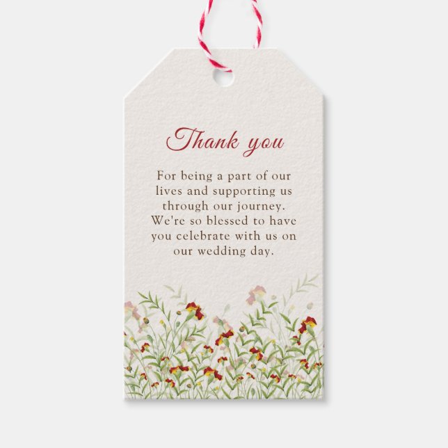 Wilde Blume Gelbe Marigold Foliage Hochzeit Geschenkanhänger (Vorderseite)