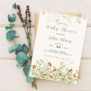 Wilde Blume Gelbe Ringelblume Blätter Babyparty Einladung