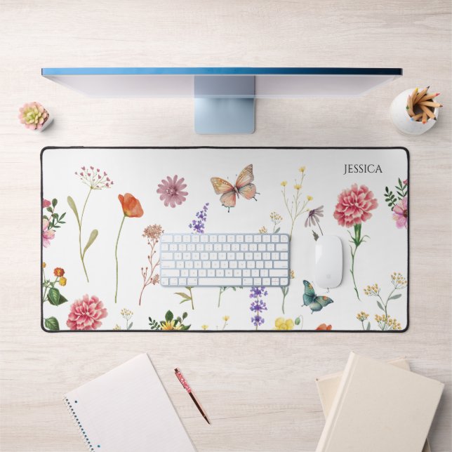 Wilde Blume gepresst Floral einfache Name Desk Mat Schreibtischunterlage (Büro 1)