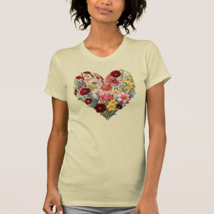 Wilde Blume Herz T - Shirt, Natur Lover T-Shirt