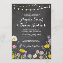 Wilde Blume Hochzeiten Einladungen Chalk Lights