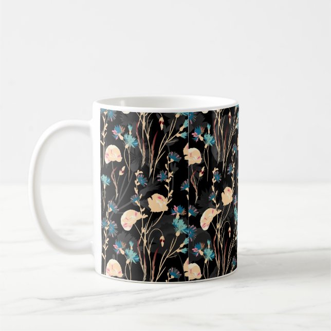 Wilde Blume Illustrationen. Vintager nahtloser Ber Kaffeetasse (Links)