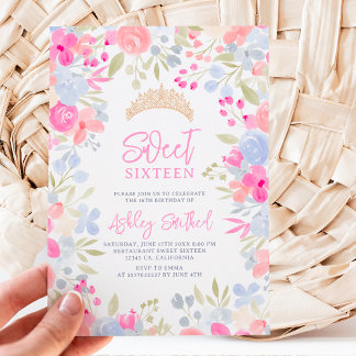 Wilde Blume in den Gartenpasten Sweet 16 Geburtsta Einladung