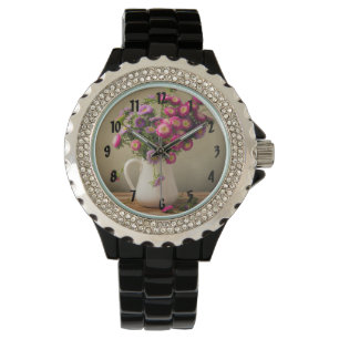 Wilde Blume in einer Vase Wrist Watch Armbanduhr