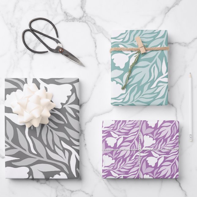 Wilde Blume Kaskade Geschenkpapier Set (Vorderseite)