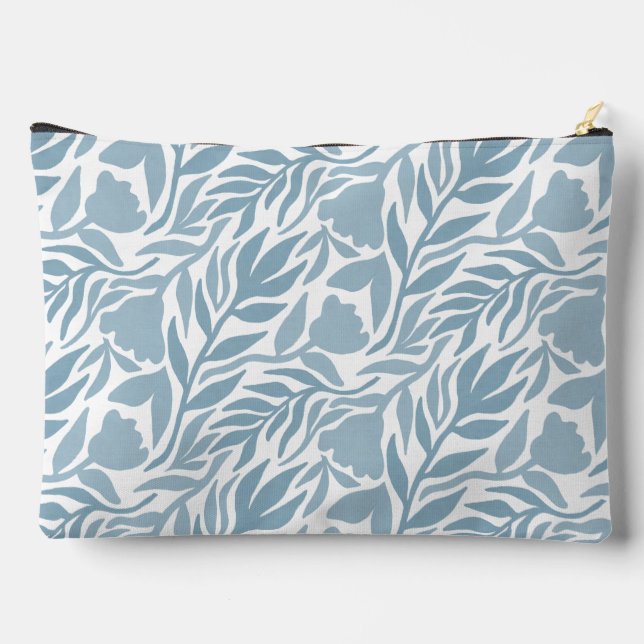 Wilde Blume Kaskade White & Light Sky Blue Zubehörtasche (Rückseite)