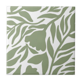 Wilde Blume Kaskade White & Moss Green HD Fliese