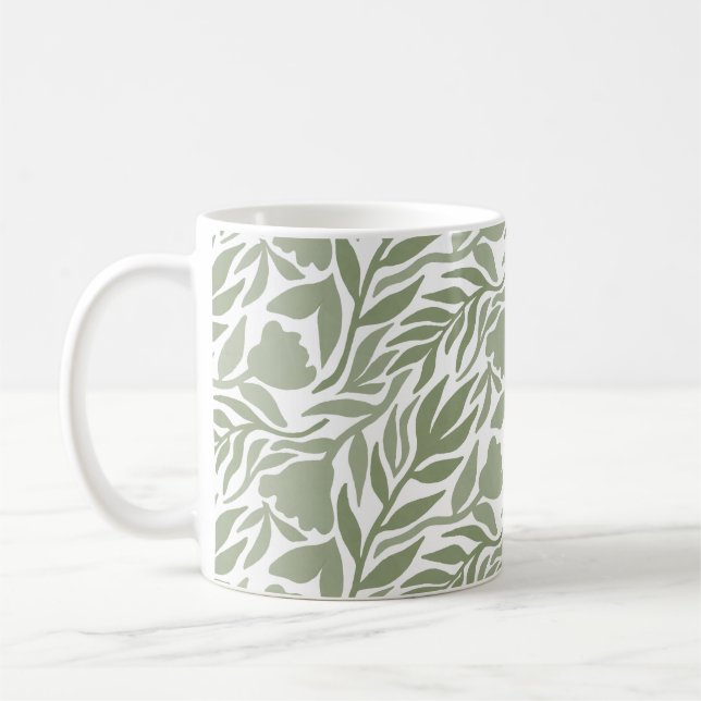 Wilde Blume Kaskade White & Moss Green Kaffeetasse (Links)