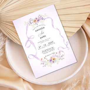 Wilde Blume Lila Band Coquette Bogen Hochzeit Einladung