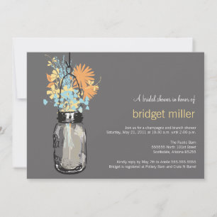 Wilde Blume & Mason Jar Brautparty Einladung