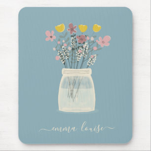 Wilde Blume Mason Jar Hand Letted Monogram Mousepad