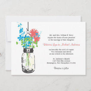 Wilde Blume & Mason Jar Hochzeit Einladungen