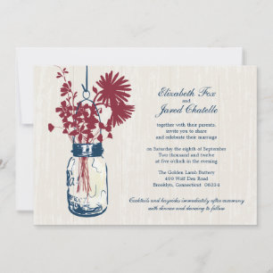 Wilde Blume & Mason Jar Hochzeitseinladungen Einladung