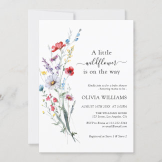 Wilde Blume Meadow Baby Shower Einladung
