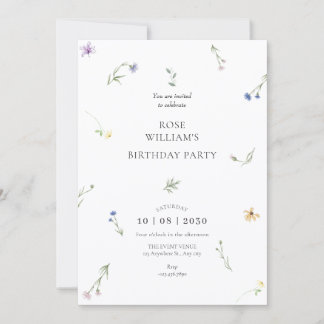 Wilde Blume minimalistischer Geburtstag Einladung