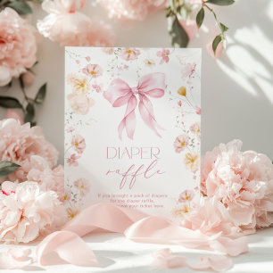 Wilde Blume mit rosa Schleife Windel-Raffle  Poster